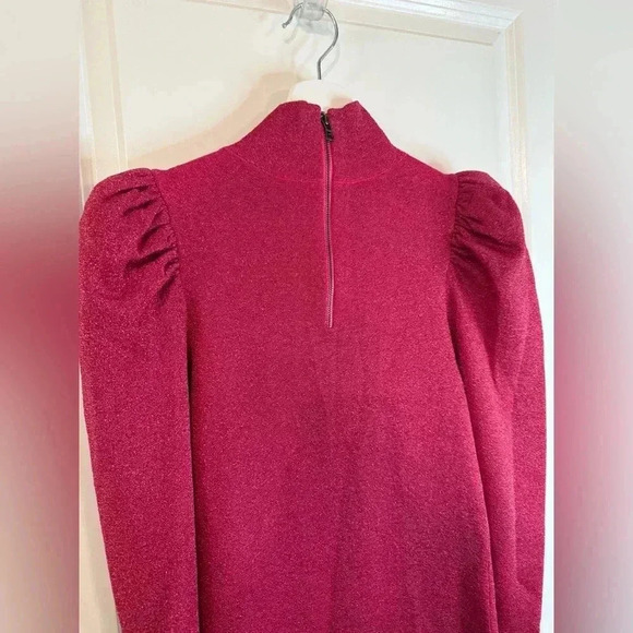 Alice & Olivia Women’s Pink Issa Turtleneck Puff Sleeve Dress - Size Medium - Picture 6 of 10